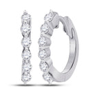 14kt White Gold Sparkling Diamond Hoop Earrings - Splendid Jewellery