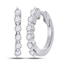 Load image into Gallery viewer, 14kt White Gold Sparkling Diamond Hoop Earrings - Splendid Jewellery