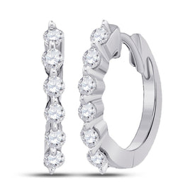 14kt White Gold Sparkling Diamond Hoop Earrings - Splendid Jewellery