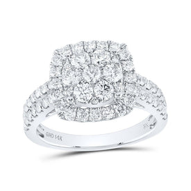 14kt White Gold Sparkling Diamond Square Cluster Ring - Splendid Jewellery
