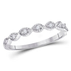14kt White Gold Sparkling Diamond Stacking Band Ring - Top View