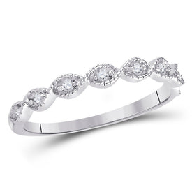 14kt White Gold Sparkling Diamond Stacking Band Ring - Top View