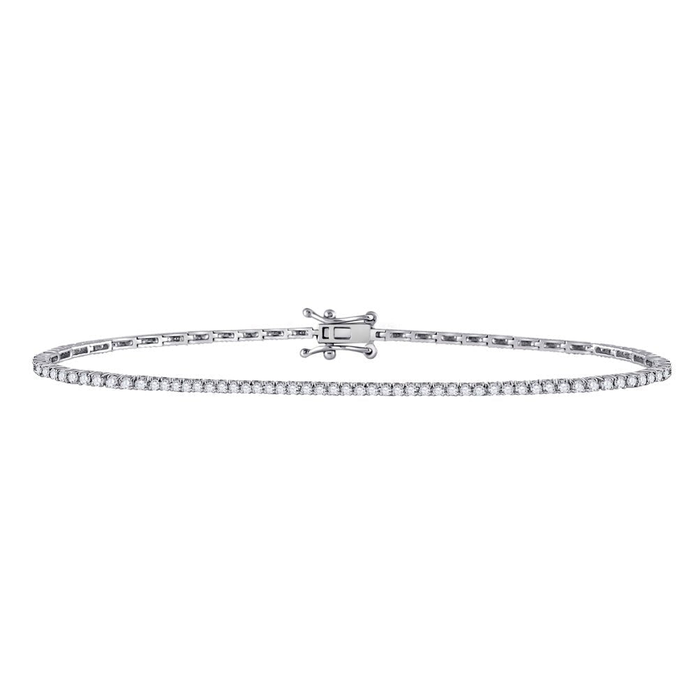 14kt White Gold Sparkling Diamond Tennis Bracelet - 1 Carat Total Weight - Splendid Jewellery