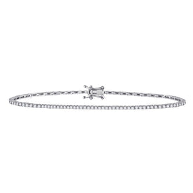 14kt White Gold Sparkling Diamond Tennis Bracelet - 1 Carat Total Weight - Splendid Jewellery