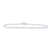Load image into Gallery viewer, 14kt White Gold Sparkling Diamond Tennis Bracelet - 2 Carat Total Weight - Top View