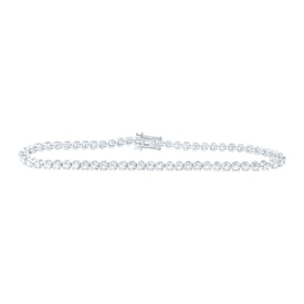 14kt White Gold Sparkling Diamond Tennis Bracelet - 2 Carat Total Weight - Top View