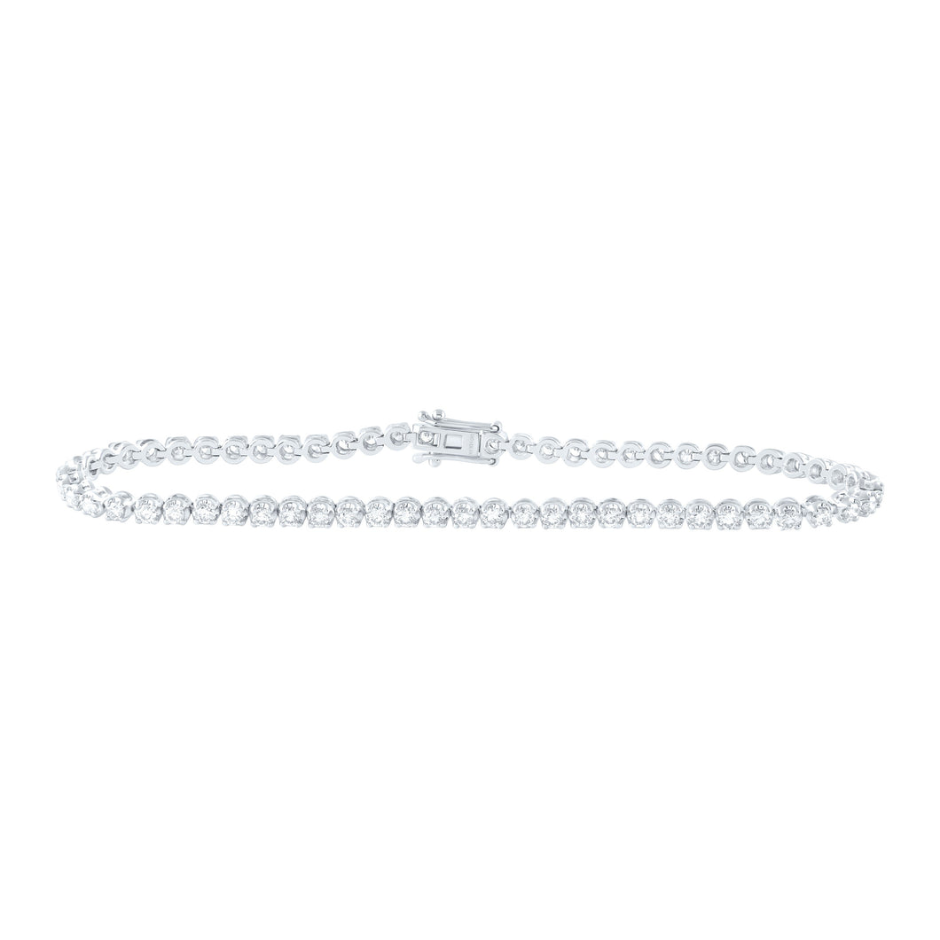 14kt White Gold Sparkling Diamond Tennis Bracelet - 2 Carat Total Weight - Splendid Jewellery