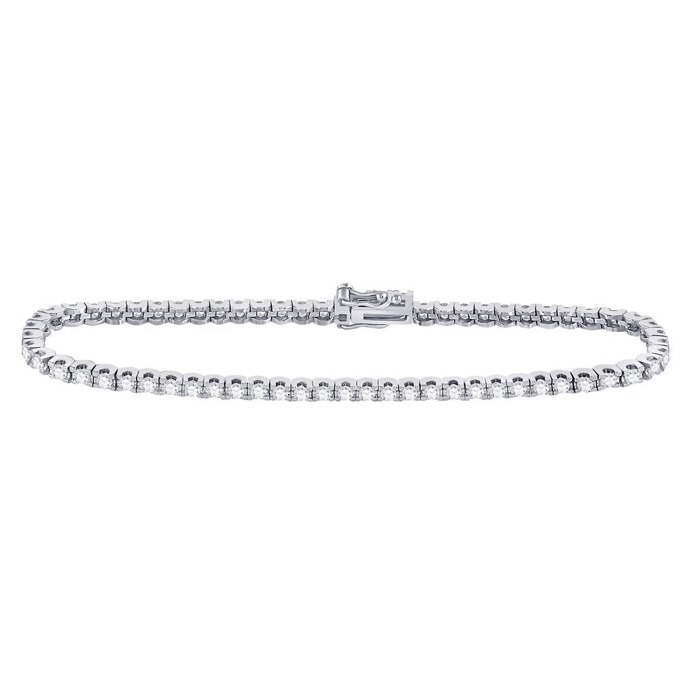 14kt White Gold Sparkling Diamond Tennis Bracelet - 3 Carat Total Weight - Splendid Jewellery
