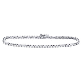14kt White Gold Sparkling Diamond Tennis Bracelet - 3 Carat Total Weight - Splendid Jewellery