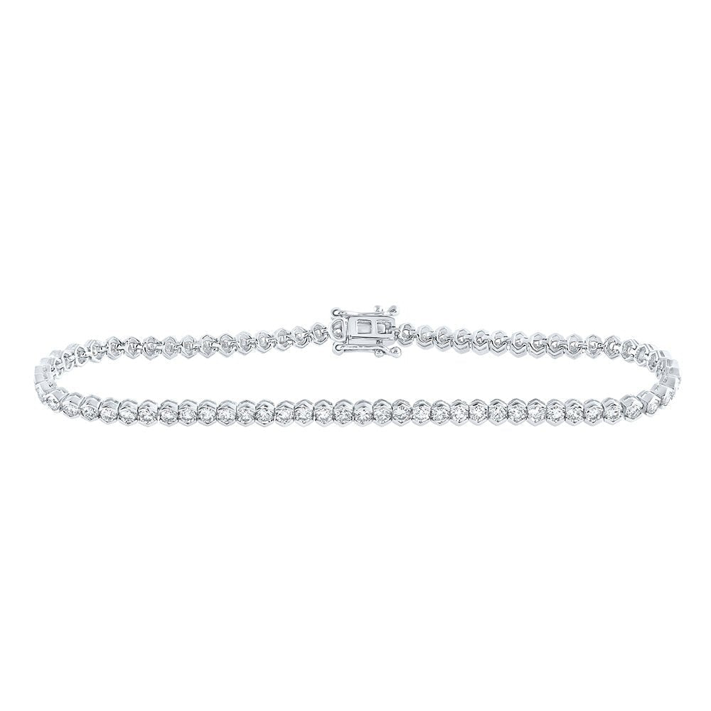 14kt White Gold Sparkling Diamond Tennis Bracelet - 3 Carat Total Weight - Splendid Jewellery