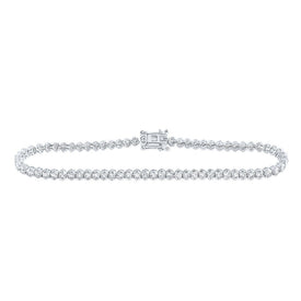 14kt White Gold Sparkling Diamond Tennis Bracelet - 3 Carat Total Weight - Splendid Jewellery