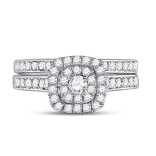 Load image into Gallery viewer, 14kt White Gold Sparkling Diamond Wedding Ring Band Set - Eternal Love Collection - Front View