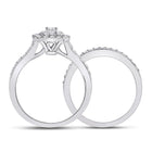 14kt White Gold Sparkling Diamond Wedding Ring Band Set - Eternal Love Collection - Side View