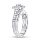 14kt White Gold Sparkling Diamond Wedding Ring Band Set - Eternal Love Collection - Second Side View