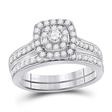 Load image into Gallery viewer, 14kt White Gold Sparkling Diamond Wedding Ring Band Set - Eternal Love Collection - Top View