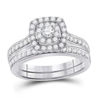 14kt White Gold Sparkling Diamond Wedding Ring Band Set - Eternal Love Collection - Top View