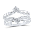14kt White Gold Sparkling Diamond Wrap Enhancer Wedding Band - Front View