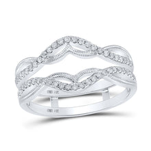 Load image into Gallery viewer, 14kt White Gold Sparkling Diamond Wrap Enhancer Wedding Band - Front View