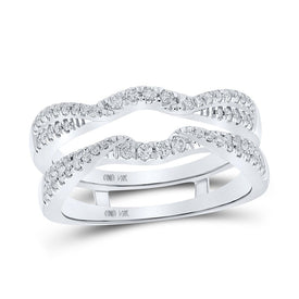 14kt White Gold Sparkling Diamond Wrap Enhancer Wedding Band - Front View