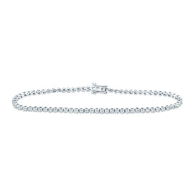 14kt White Gold Sparkling Round Diamond Tennis Bracelet - 1-1/5 Cttw - Top View