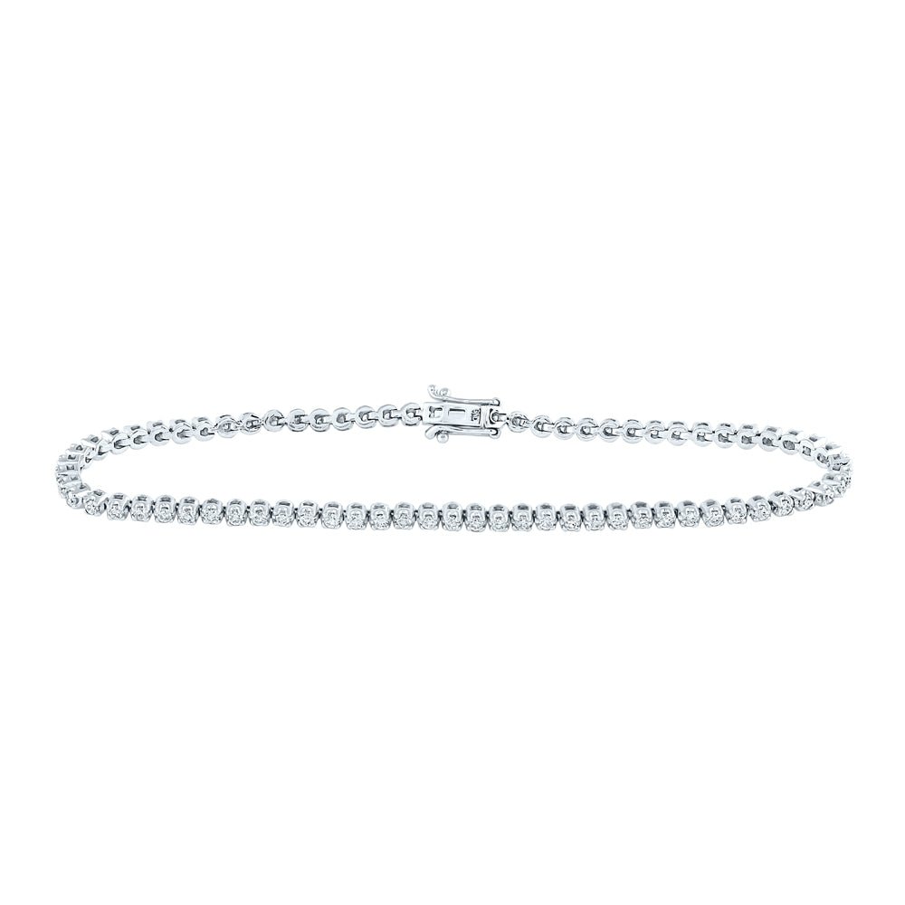 14kt White Gold Sparkling Round Diamond Tennis Bracelet - 1 - 1/5 Cttw - Splendid Jewellery