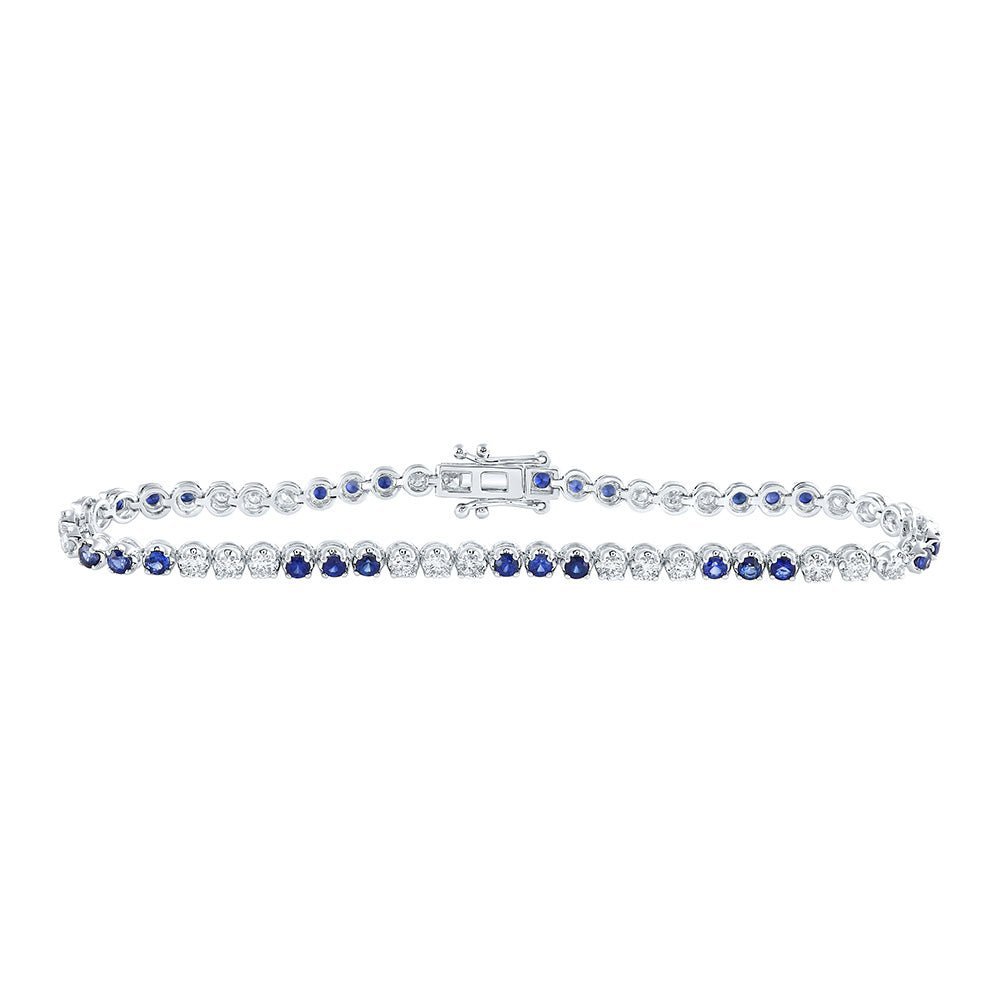 14kt White Gold Sparkling Round White Sapphire Diamond Tennis Bracelet 3 - 1/3 Cttw - Splendid Jewellery