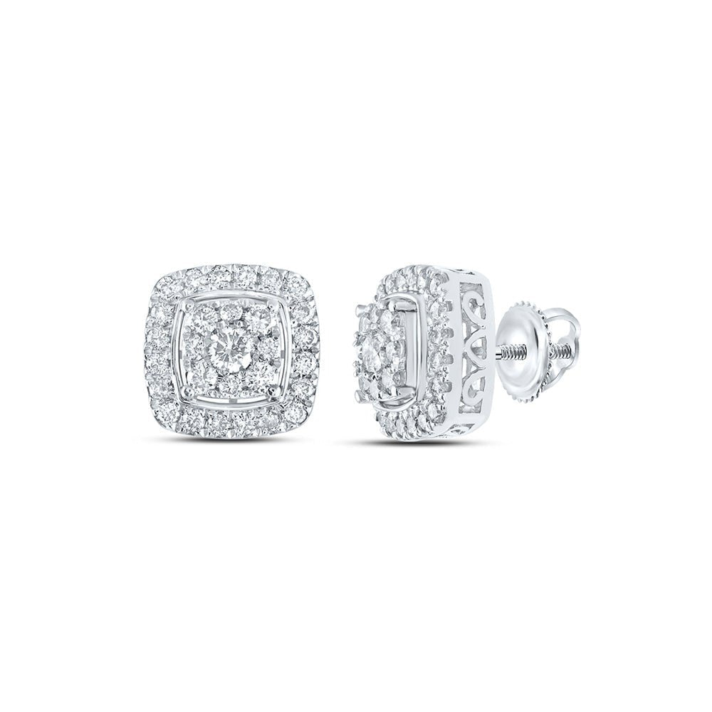 14kt White Gold Square Diamond Earrings - Captivating Brilliance - Splendid Jewellery