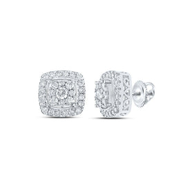 14kt White Gold Square Diamond Earrings - Captivating Brilliance - Splendid Jewellery