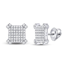 Load image into Gallery viewer, 14kt White Gold Square Diamond Earrings - Exquisite Men's Jewelry - Splendid Jewellery