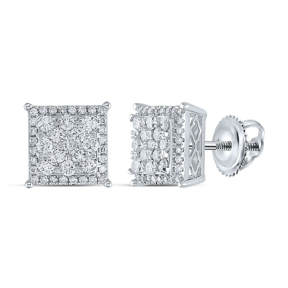14kt White Gold Square Diamond Earrings - Radiant Brilliance Collection - Splendid Jewellery