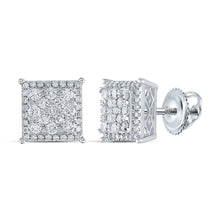 Load image into Gallery viewer, 14kt White Gold Square Diamond Earrings - Radiant Brilliance Collection - Splendid Jewellery