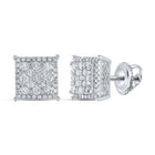 14kt White Gold Square Diamond Earrings - Radiant Brilliance Collection - Splendid Jewellery