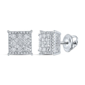 14kt White Gold Square Diamond Earrings - Radiant Brilliance Collection - Splendid Jewellery