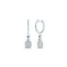 14kt White Gold Square Hoop Dangle Earrings with Diamond and Sapphire Accents - Splendid Jewellery