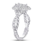 14kt White Gold Teardrop Diamond Cluster Ring - A Captivating Masterpiece in Elegance and Brilliance - Second Side View