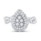 14kt White Gold Teardrop Diamond Cluster Ring - A Captivating Masterpiece in Elegance and Brilliance - Front View