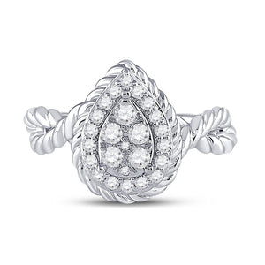 14kt White Gold Teardrop Diamond Cluster Ring - A Captivating Masterpiece in Elegance and Brilliance - Splendid Jewellery