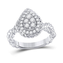 Load image into Gallery viewer, 14kt White Gold Teardrop Diamond Cluster Ring - A Captivating Masterpiece in Elegance and Brilliance - Top View