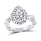 14kt White Gold Teardrop Diamond Cluster Ring - A Captivating Masterpiece in Elegance and Brilliance - Top View