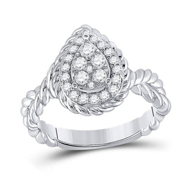 14kt White Gold Teardrop Diamond Cluster Ring - A Captivating Masterpiece in Elegance and Brilliance - Top View