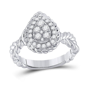 14kt White Gold Teardrop Diamond Cluster Ring - A Captivating Masterpiece in Elegance and Brilliance - Splendid Jewellery