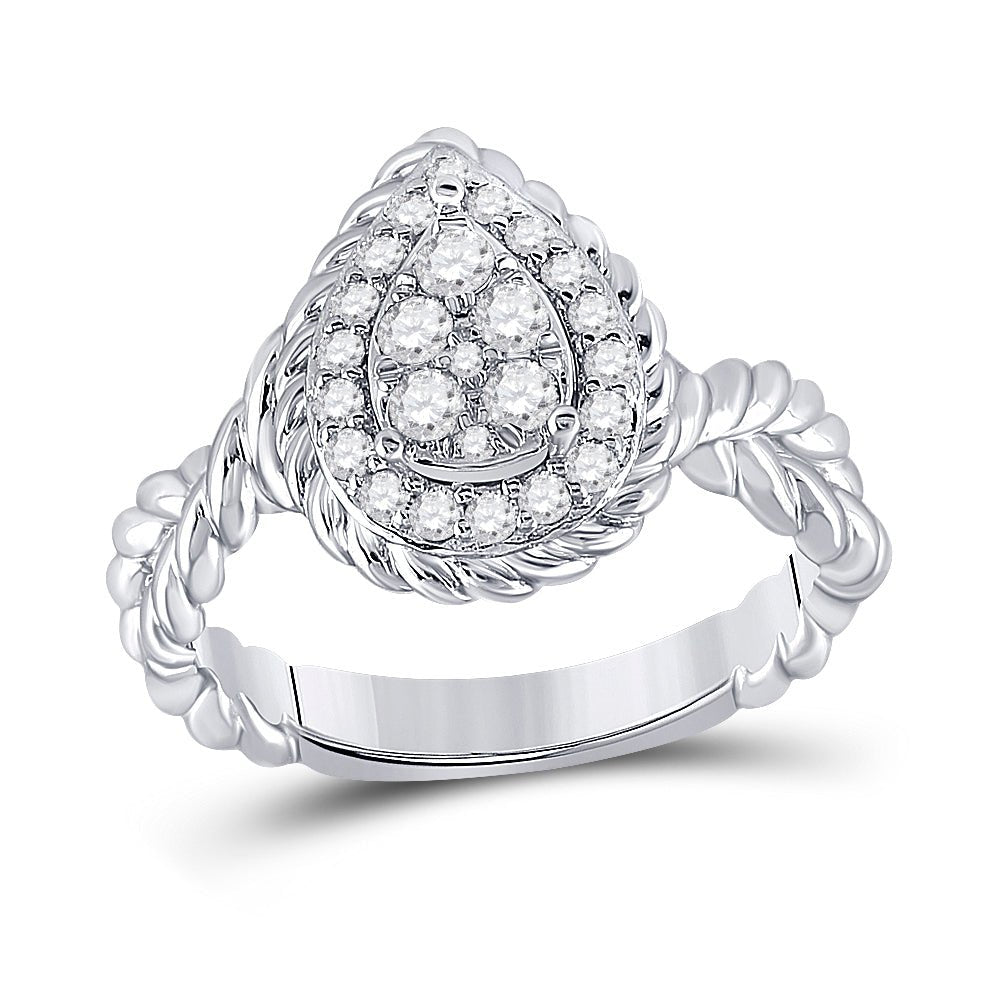 14kt White Gold Teardrop Diamond Cluster Ring - A Captivating Masterpiece in Elegance and Brilliance - Splendid Jewellery