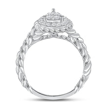 Load image into Gallery viewer, 14kt White Gold Teardrop Diamond Cluster Ring - A Captivating Masterpiece in Elegance and Brilliance - Splendid Jewellery