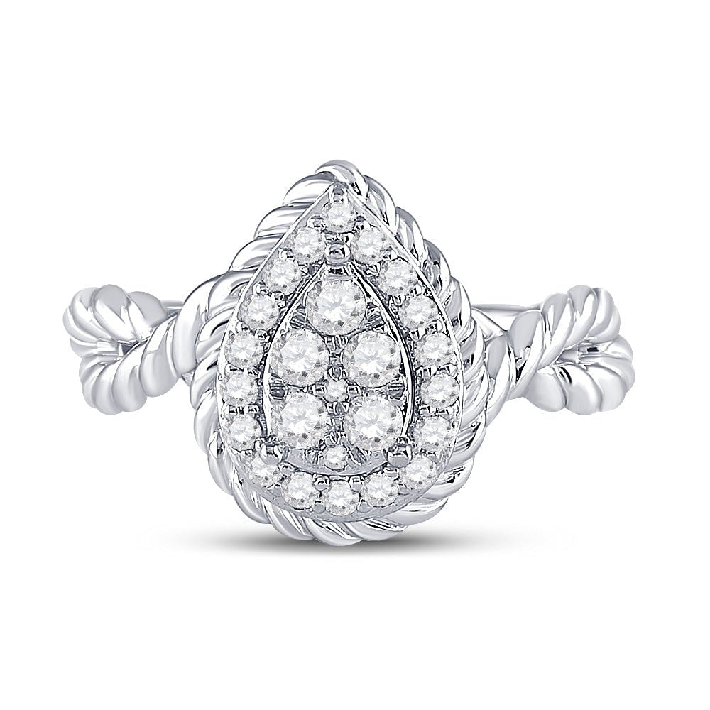 14kt White Gold Teardrop Diamond Cluster Ring - A Captivating Masterpiece in Elegance and Brilliance - Splendid Jewellery
