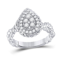 Load image into Gallery viewer, 14kt White Gold Teardrop Diamond Cluster Ring - A Captivating Masterpiece in Elegance and Brilliance - Splendid Jewellery