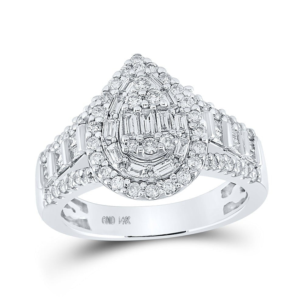 14kt White Gold Teardrop Diamond Cluster Ring - A Mesmerizing Masterpiece - Splendid Jewellery