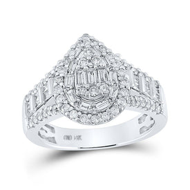 14kt White Gold Teardrop Diamond Cluster Ring - A Mesmerizing Masterpiece - Splendid Jewellery