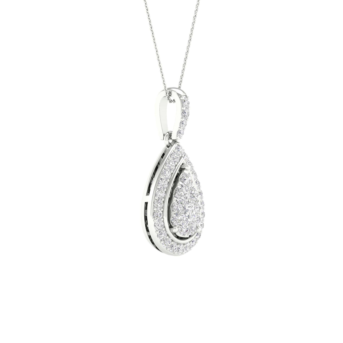 14kt White Gold Teardrop Diamond Pendant - A Timeless Treasure of Elegance and Brilliance - Splendid Jewellery