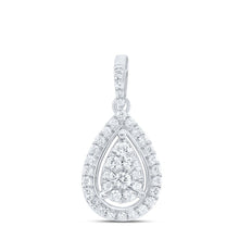 Load image into Gallery viewer, 14kt White Gold Teardrop Diamond Pendant - A Timeless Treasure of Elegance and Brilliance - Top View