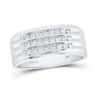 14kt White Gold Triple Row Diamond Band Ring for Men - 1/2 Cttw, Splendid Jewellery - Top View